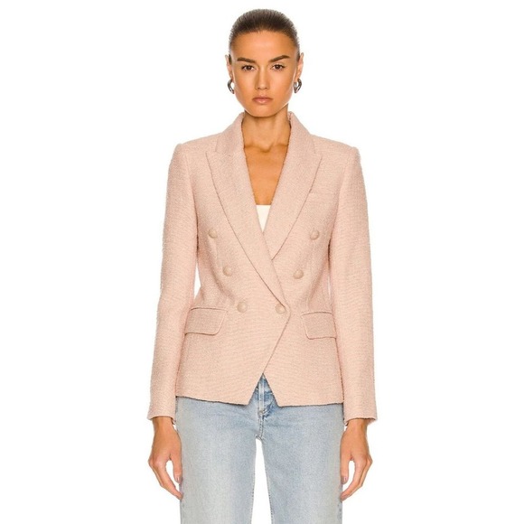 L'AGENCE Kenzie Tweed Blazer Petal - Picture 2 of 11